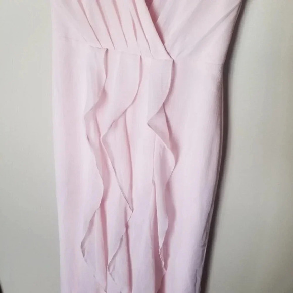White By Vera Wang Blush Pink Ruffle Maxi  Bridesmaids Dress 2 - Picture 4 of 15